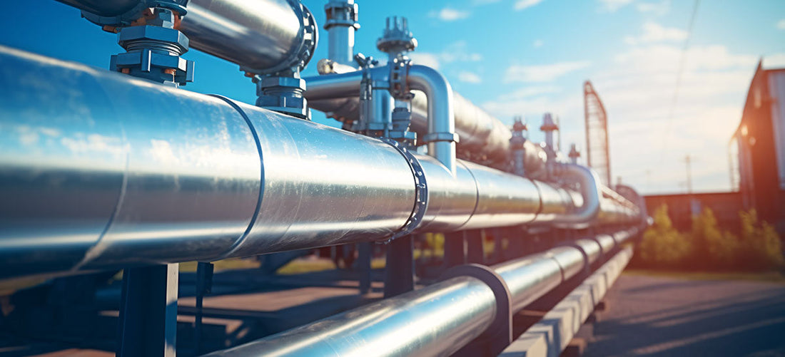 Pipeline behind a building 