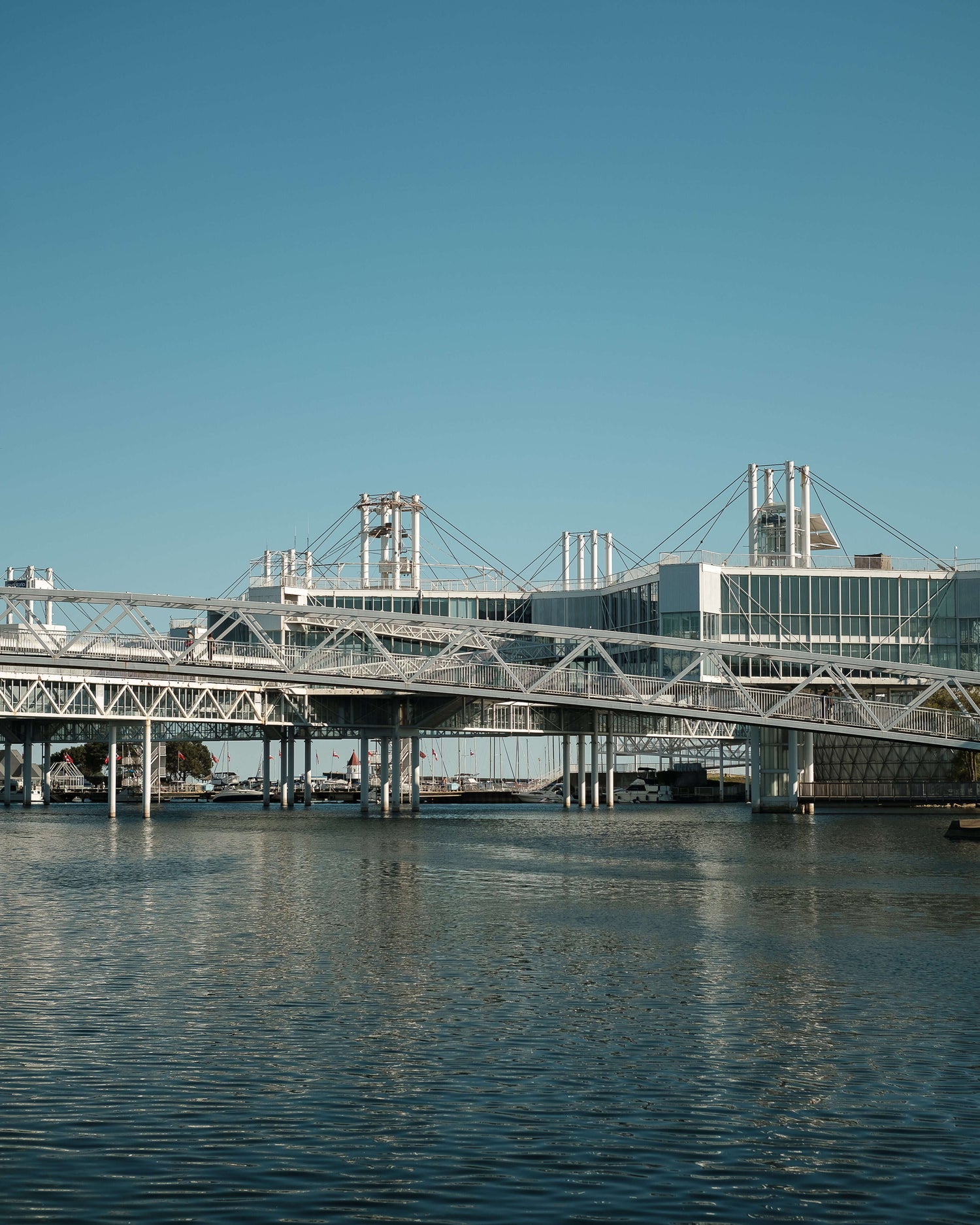 Industrial structure on stilts over lake